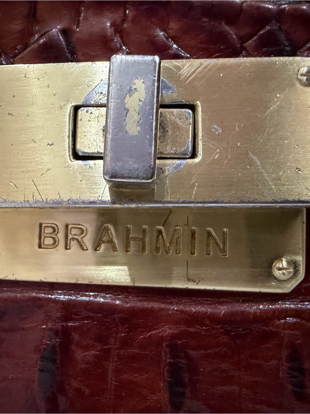 Brahmin Brinley Satchel Pecan Melbourne Leather Top Handle Flap Bag Vintage - Picture 6 of 11